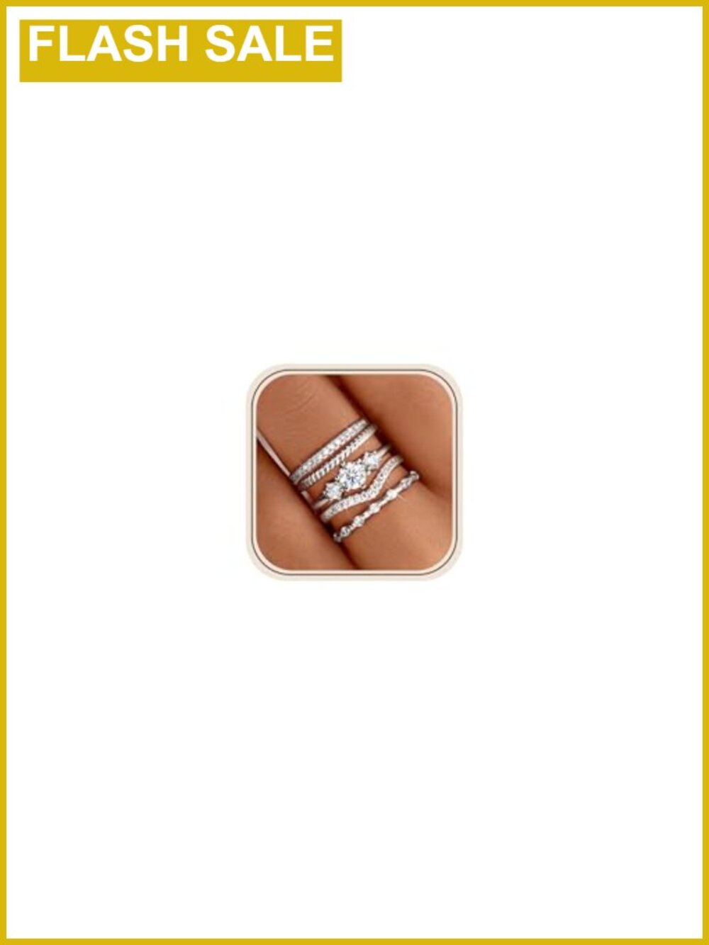 14K Gold Plated Stackable Rings Set of 5 CZ Size 7 Non Tarnish